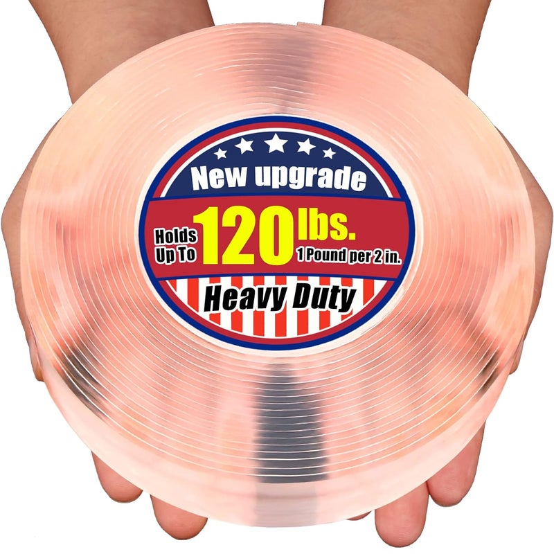 PHIXBEAR Extra Large 1.2" x 240" Super Heavy Duty Double Sided Mounting Tape, Clear & Tough Nano Strong Adhesive Tape - Image 1